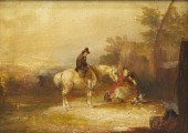 FRAMED OIL ON CANVAS GENRE PAI
