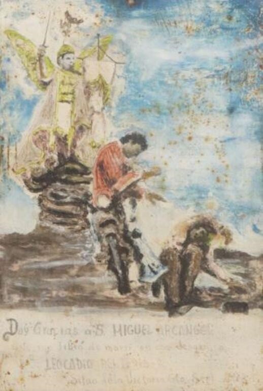 FRAMED OIL ON TIN EX-VOTO