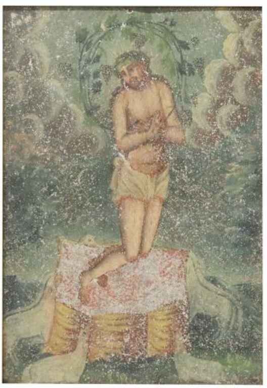 FRAMED OIL ON TIN RETABLO, MAN OF