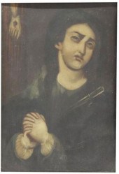 FRAMED OIL ON TIN RETABLO, OUR
