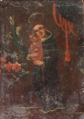 FRAMED OIL ON TIN RETABLO, SAN