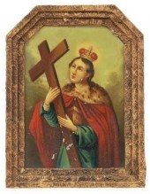 FRAMED OIL ON TIN RETABLO, SAI