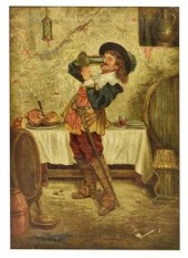 FRAMED OIL PAINTING CAVALIER T