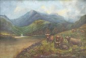 FRAMED OIL PAINTING HIGHLAND C