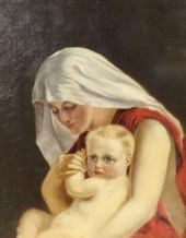 FRAMED OIL PAINTING MADONNA &