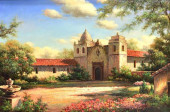 FRAMED OIL PAINTING MISSION SA