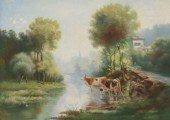 FRAMED OIL PAINTING PASTORAL L