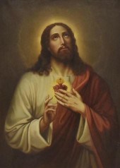 FRAMED OIL PAINTING SACRED HEA