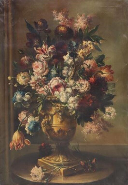 FRAMED OIL PAINTING STILL LIFE VASE