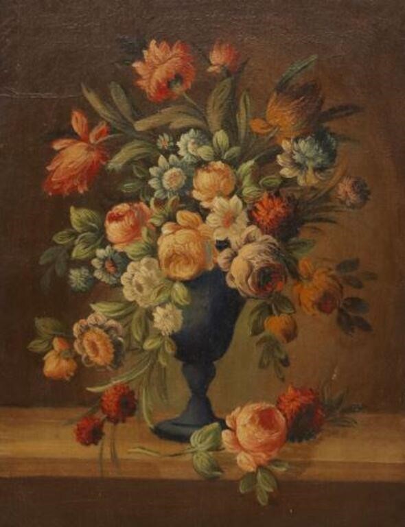 FRAMED OIL PAINTING STILL LIFE VASE