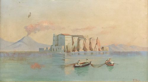 FRAMED OIL PAINTING VESUVIUS