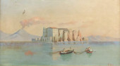 FRAMED OIL PAINTING VESUVIUS &