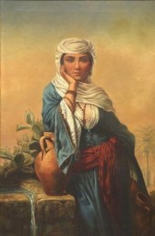 FRAMED ORIENTALIST PAINTING RE