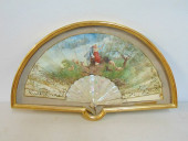 FRAMED PAINT DECORATED FAN WIT