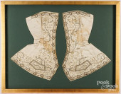 FRAMED PAIR OF SILKWORK FABRIC