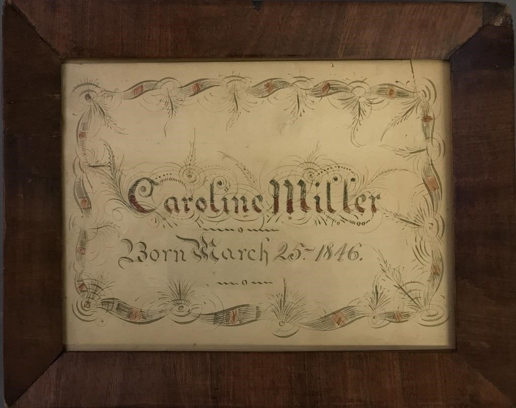 Framed penmanship "Caroline