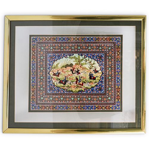 FRAMED PERSIAN HUNTING SCENE