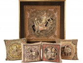 FRAMED PERSIAN STITCHWORK & (4