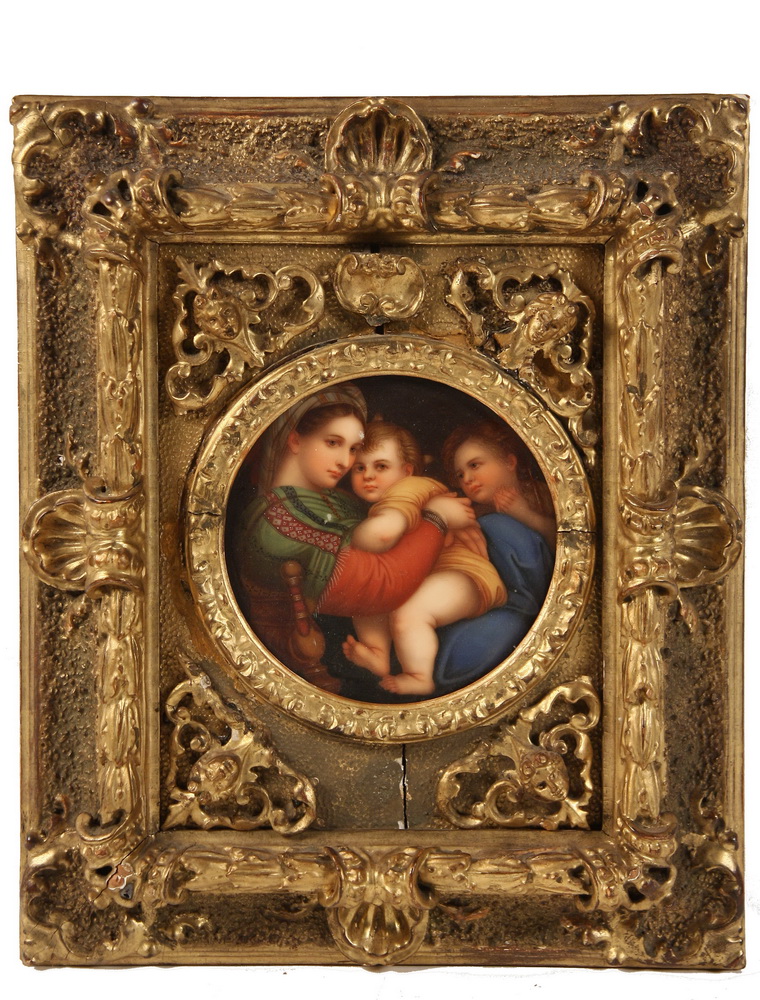 FRAMED PORCELAIN PLAQUE - The