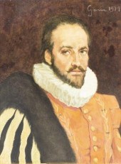 FRAMED PORTRAIT PAINTING OF A