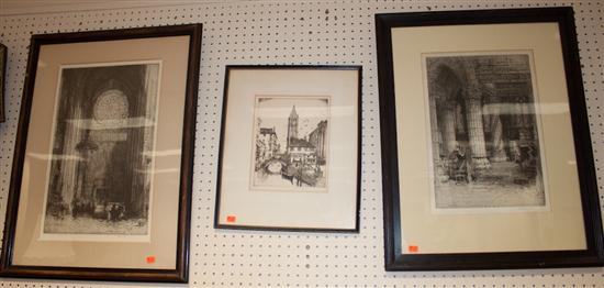 Framed print and a framed etching