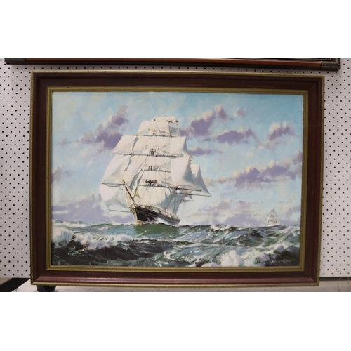 Framed print of a sailing ship,