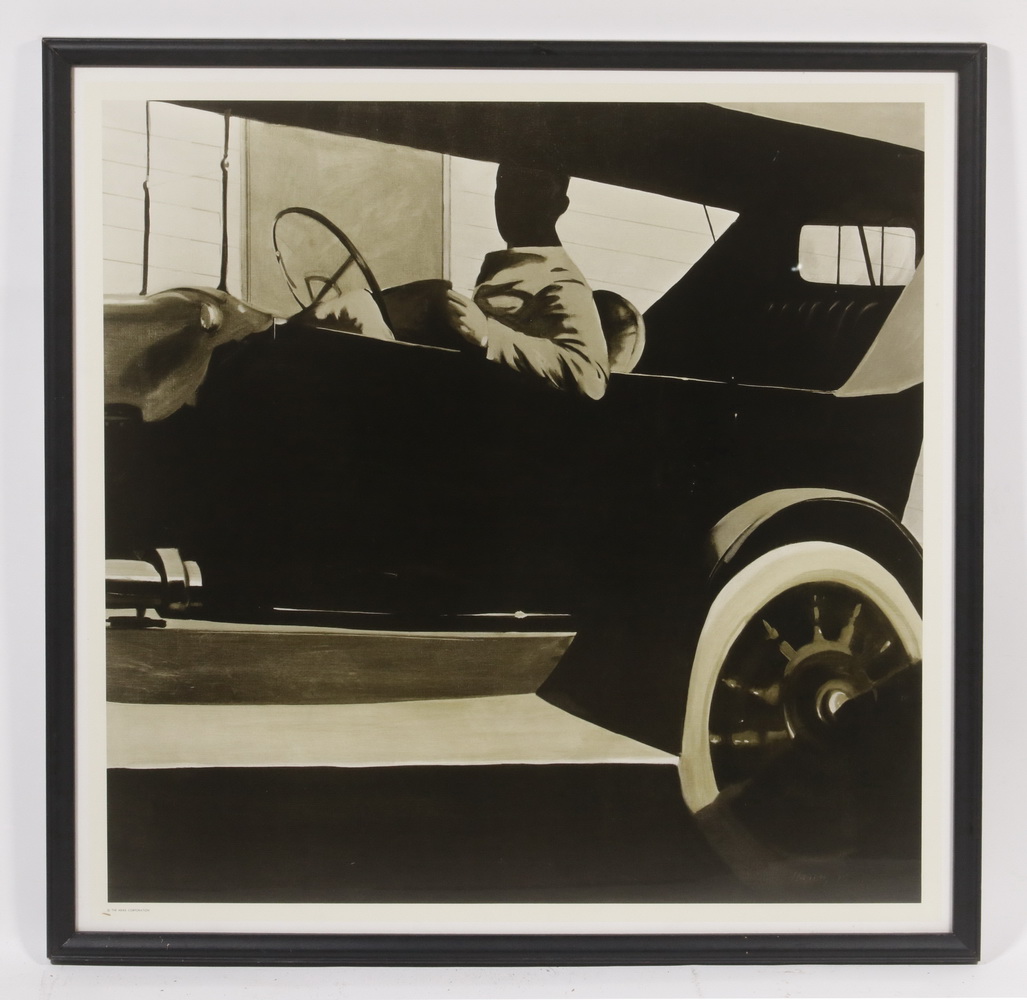 FRAMED PRINT OF EARLY AUTOMOBILE