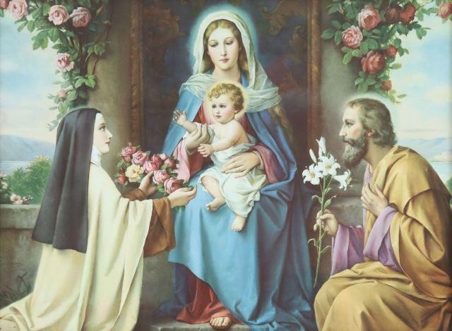 FRAMED RELIGIOUS HOLY FAMILY &