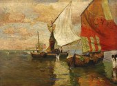 FRAMED SAILBOATS OIL PAINTING