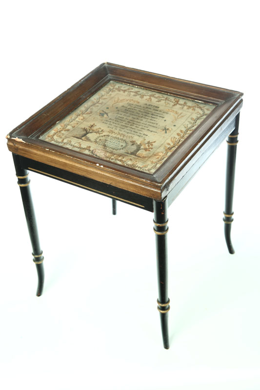 FRAMED SAMPLER ON STAND  Probably