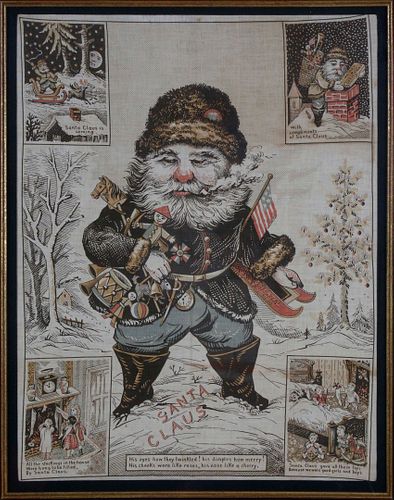 FRAMED SANTA CLAUS PRINTED LINEN