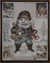 FRAMED SANTA CLAUS PRINTED LIN