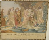 FRAMED SILK EMBROIDERY AND WAT