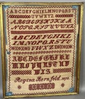 FRAMED STITCHWORK SAMPLER OF R