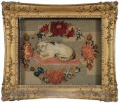 FRAMED STUMPWORK CAT EMBROIDER