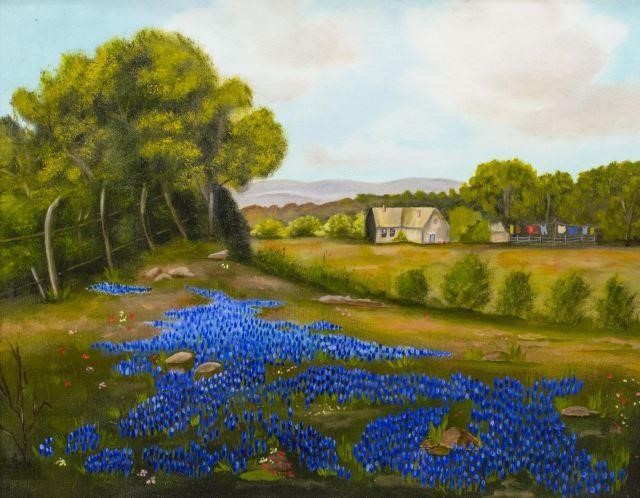 FRAMED TEXAS BLUEBONNET LANDSCAPE
