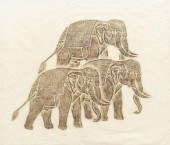 FRAMED THAI ELEPHANT TEMPLE RU