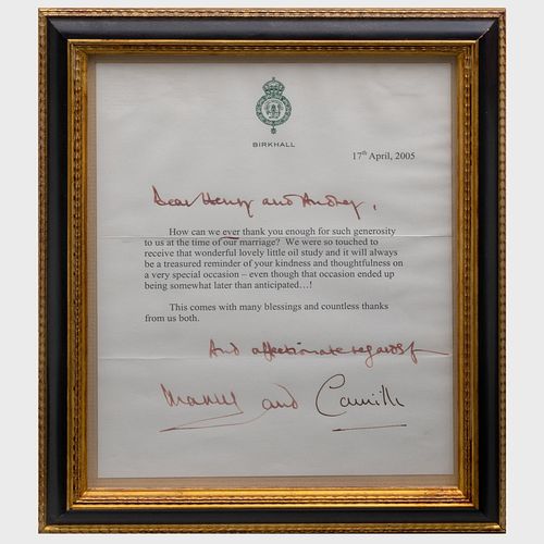 FRAMED THANK YOU LETTER FROM PRINCE