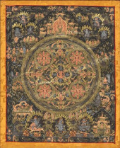 FRAMED TIBETAN BUDDHIST THANGK
