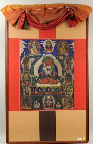 FRAMED TIBETAN THANGKA PAINTING