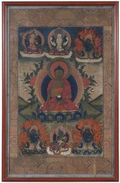 FRAMED TIBETAN THANGKA19th cen