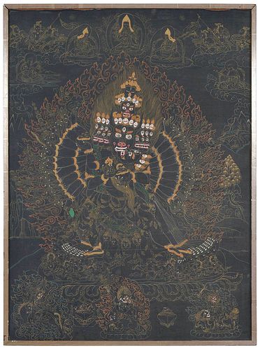 FRAMED TIBETAN THANGKAprobably 19th