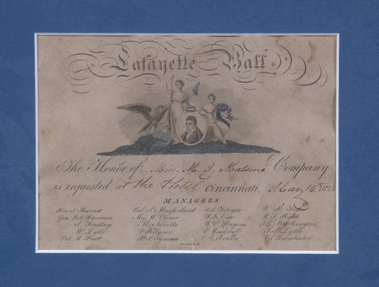 FRAMED TICKET TO THE "LAFAYETTE