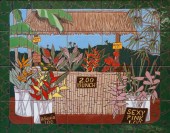 FRAMED TILE MOSAIC OF A FLOWER