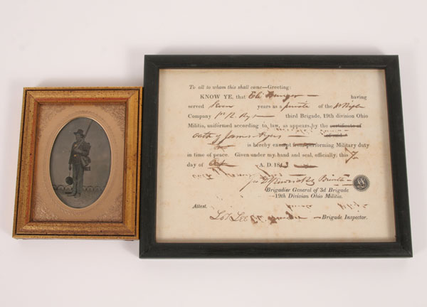 Framed tintype of a Civil War