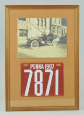 FRAMED TOURING AUTO & 1907 PEN