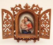 FRAMED TRIPTYCH OF VIRGIN MARY