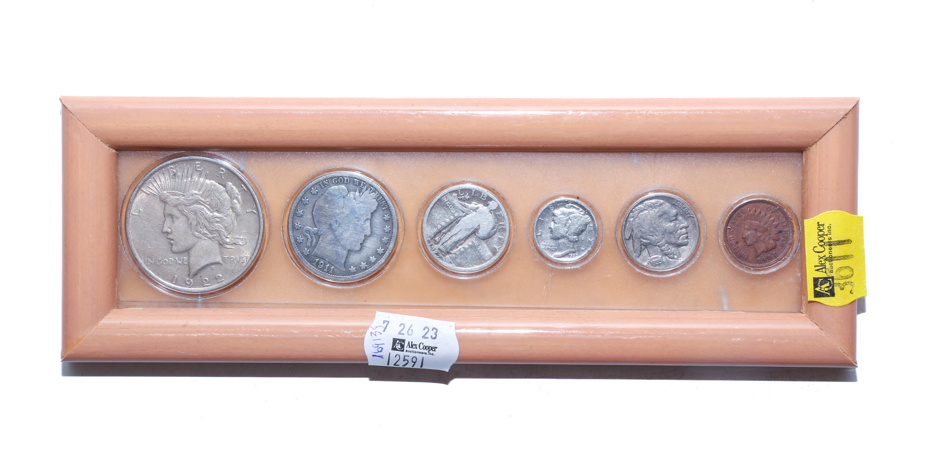 FRAMED US OBSOLETE COIN SET 1907