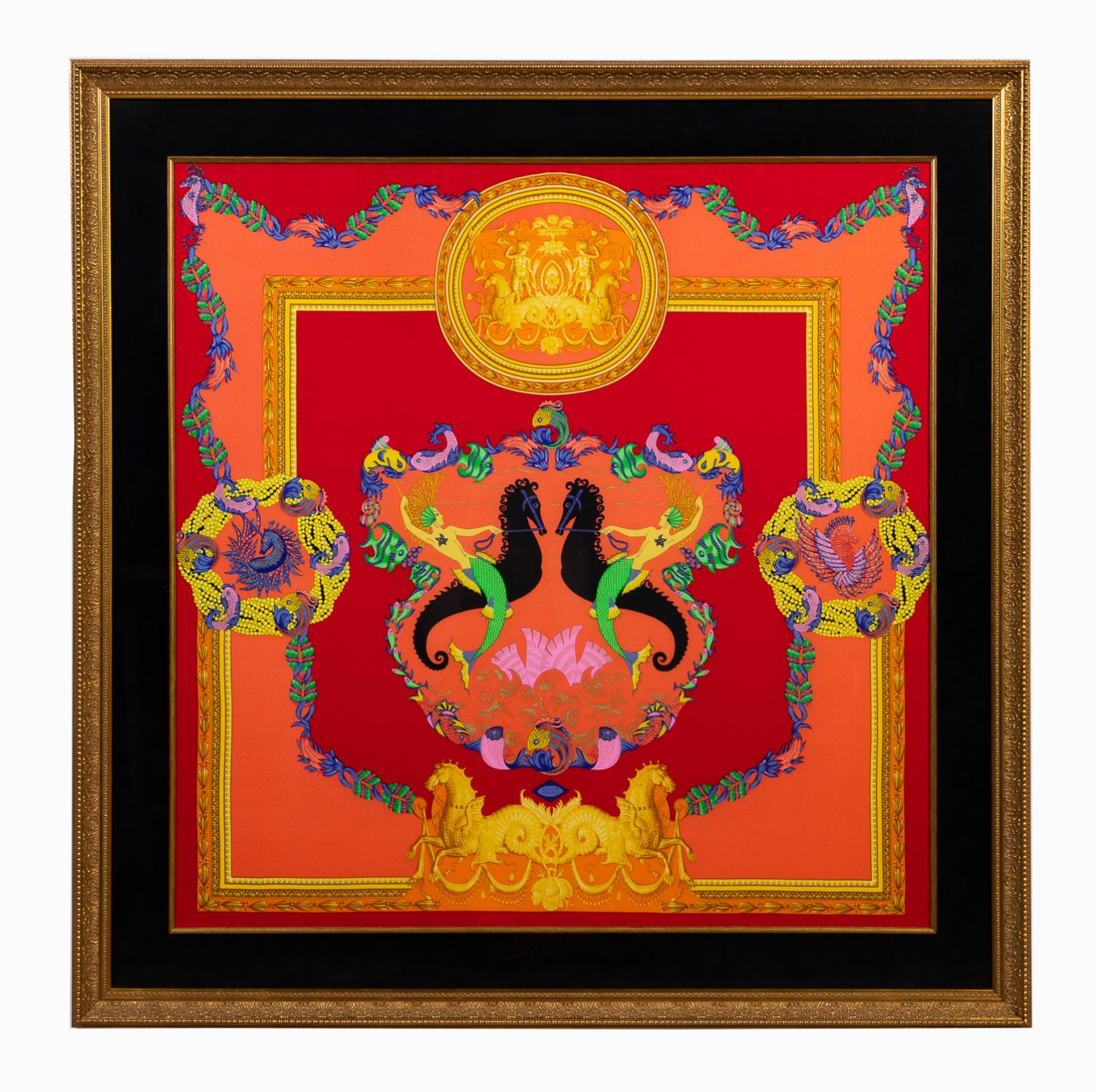 FRAMED VERSACE SCARF, MERMAIDS &