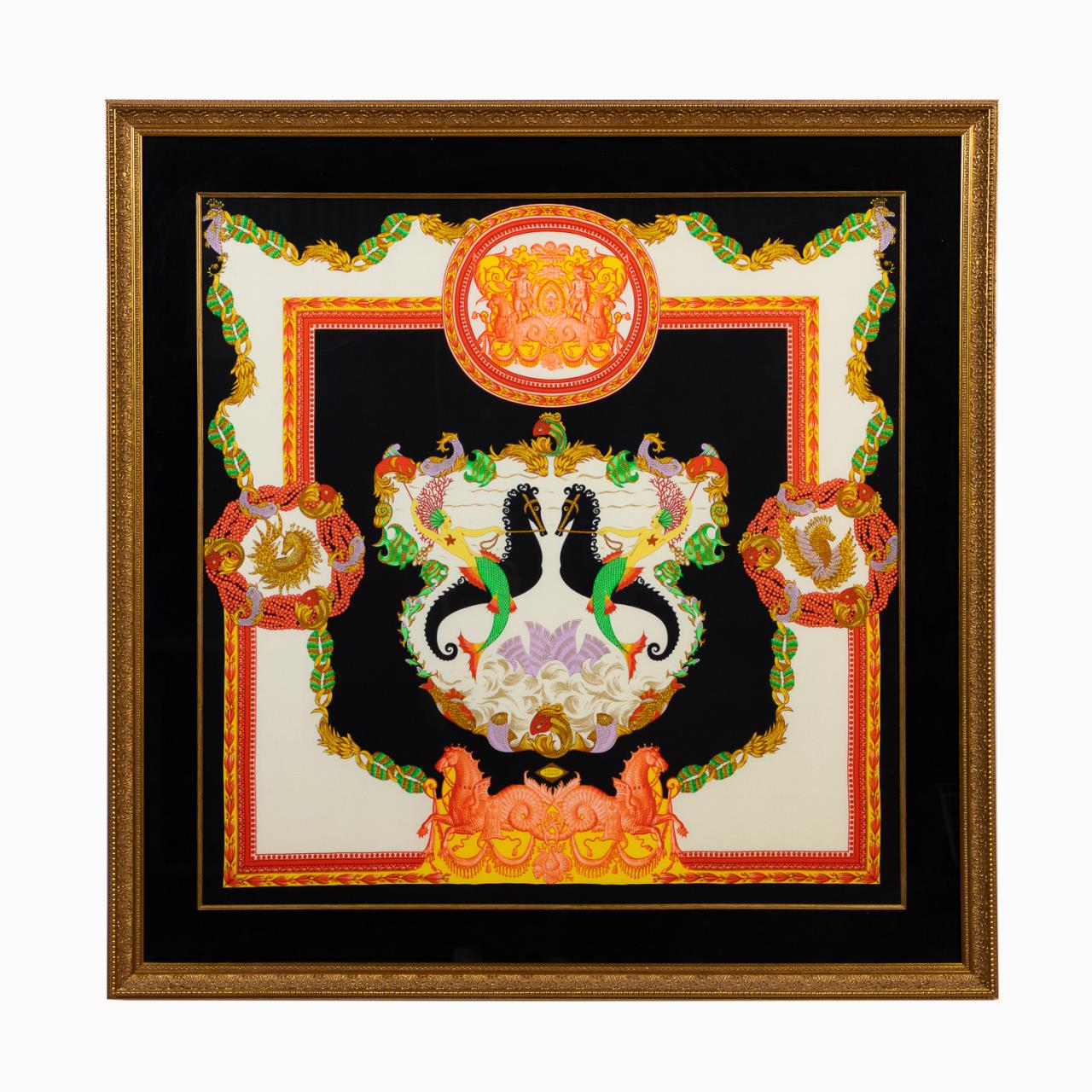 FRAMED VERSACE SCARF, MERMAIDS &